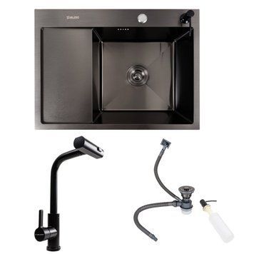 SET Valeso Handmade sink CM 65*50 R PVD black + mixer tap XK09B black 53551 фото