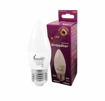 Світлодіодна лампа SIRIUSSTAR 3206 С37 6W-4000K-E27 13430 фото